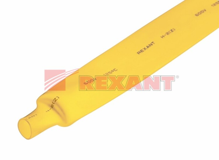 Трубка термоусаживаемая 20/10 мм желтая  REXANT