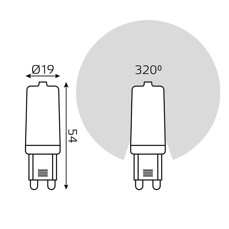 Лампа светодиод. (LED) Капсула G9  5Вт 500лм 2700К 230В прозр. Gauss