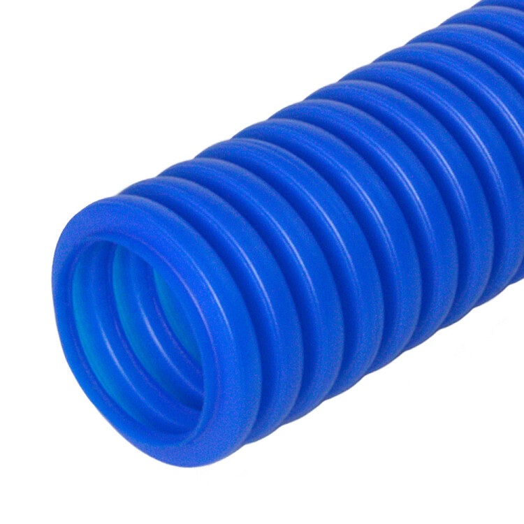 Труба гофрир. ПНД защитная для МПТ (пешель) синяя d32/24,3 мм (25м) Промрукав