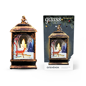 Фонарь новогодний светодиодный "Олененок" Gauss серия Holiday, 0,1W, тёплый свет,  бронзовый, батаре