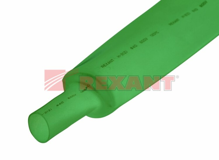 Трубка термоусаживаемая 35/17,5 мм зеленая  REXANT
